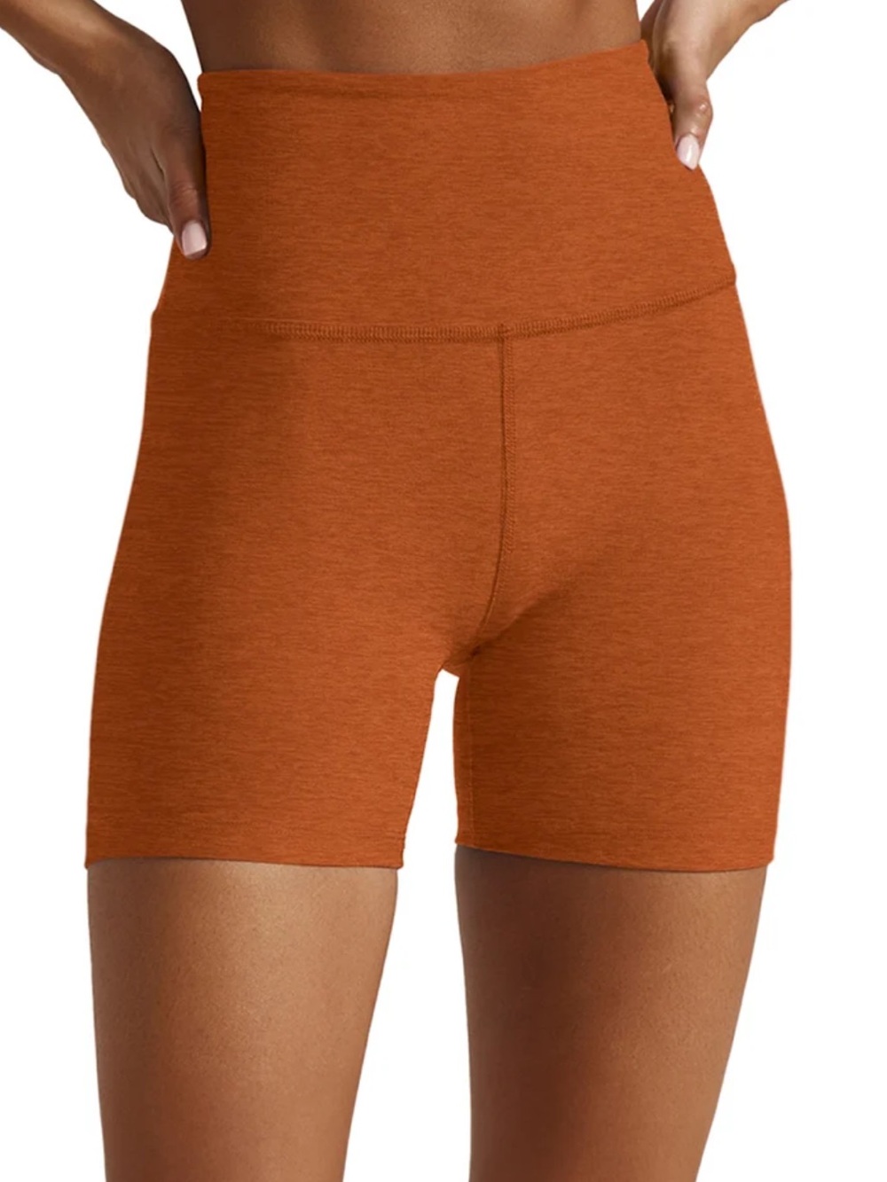 Beyond Yoga Keep Pace Space Dye Bike Shorts in Warm Clay Heather Women’s Large